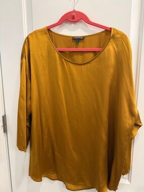 Eileen Fisher Golden Mustard Scoop Neck Long Sleeve Top